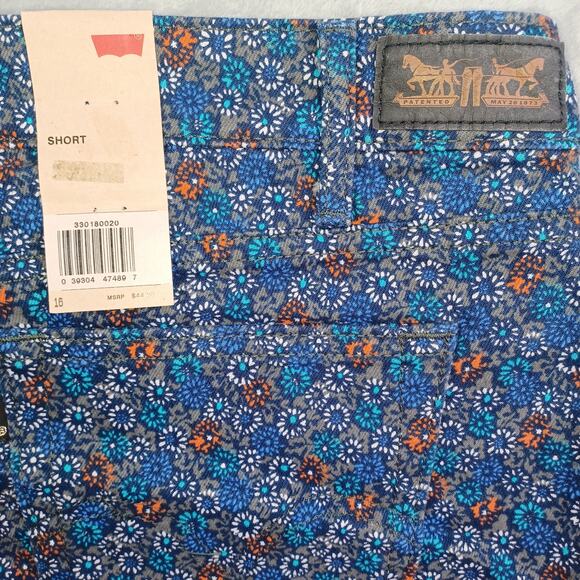 Levi's Women's Denim Jean Shorts Size 16 Blue Floral Print Cutoff 4" Mid Rise - Picture 6 of 12